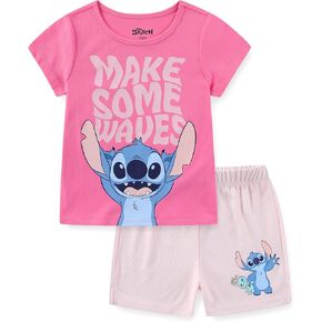 Disney Lilo & Stitch Girls Short Sleeve T-Shirt and Mesh Shorts 2 Piece Set for Big Kids in Saudi Arabia