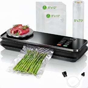 Food Vacuum Sealer Machine, 90KPA Precision Suction Power Fully Automatic Vacuum Food Sealer with Kitchen Scale, Compact Food Sealer with Countdown Display, Dry & Moist Modes, Built-in Cutter in Kuwait