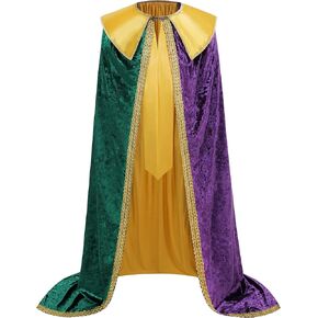 رداء HAPNBCELE King للأطفال البالغين من القرون الوسطى للهالوين زي تنكري على شكل تاج إكسسوار in Kuwait