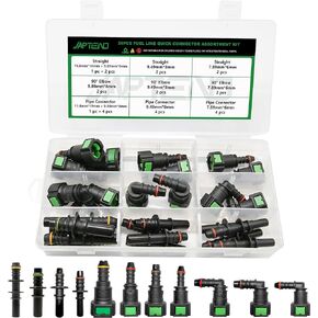 26pcs Fuel Line Quick Connect Assortment Kit, 11 Sizes Fuel Line Repair Kit Straight Elbow Pipe Connector Fittings SAE 7.89mm to 11.8mm in Kuwait