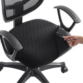 Stretch Jacquard Office Chair Cover, Removable Washable Desk Chair Cover, Anti-dust Seat Cushion Protectors - Black in Saudi Arabia