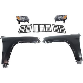 Sawyer Auto Replacement Headlight Kit fits Jeep Grand Cherokee 2014-2016 3.0L V6 Diesel (No Luxury Group) with Louvered Insert in Kuwait