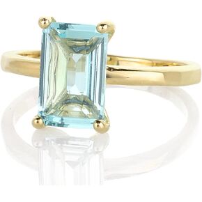 Blue Topaz Rectangle Ring in Gold-Filled Band - Stackable Engagement Jewelry - November Birthstone with Emerald-Cut Design in Saudi Arabia