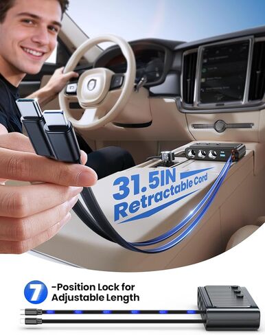 JOYROOM 9 في 1 ولاعة سجائر، شاحن سيارة مزدوج قابل للسحب 227 وات - 45 وات/24 فولت (36 وات/12 فولت) شاحن USB C سريع لهاتف iPhone 17/Samsung، محول ولاعة سجائر بمفاتيح مستقلة لأجهزة السيارة in Kuwait