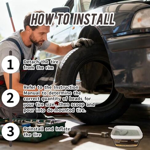Tire Balance Beads 4KG(141.2oz) Balancing Beads, Tempered Glass Wheel Beads for Balance for Trucks, Motorcycles, Trailer, ATVs, Off-Road Vehicles, with Tire Tread Depth Gauge | 70.6oz/Bucket in Saudi Arabia