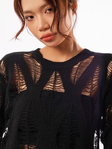 Sacina Goth Black Sweater, Goth Top, Gothic Emo Punk Grunge Clothes for Women in Saudi Arabia