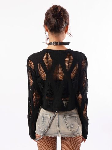 Sacina Goth Black Sweater, Goth Top, Gothic Emo Punk Grunge Clothes for Women in Saudi Arabia