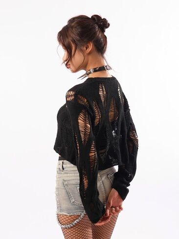 Sacina Goth Black Sweater, Goth Top, Gothic Emo Punk Grunge Clothes for Women in Saudi Arabia