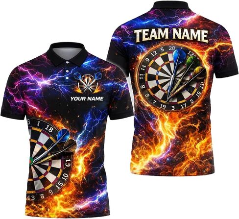 Personalized 3D Dart Shirt, Customizable with Your Name and Team Design, Vibrant Yellow and Black Darts Polo in Saudi Arabia