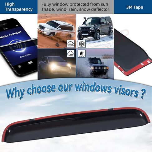 Set of 1 35" / 89cm (34" Between The Inner Edge) Universal Small Size Smoke Acrylic Tape-On Sun/Rain Guard Top Sun/Moon Roof Visor Fit 28“-34" Moonroof/Sunroof in Saudi Arabia