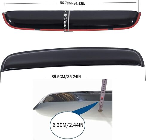 Set of 1 35" / 89cm (34" Between The Inner Edge) Universal Small Size Smoke Acrylic Tape-On Sun/Rain Guard Top Sun/Moon Roof Visor Fit 28“-34" Moonroof/Sunroof in Saudi Arabia
