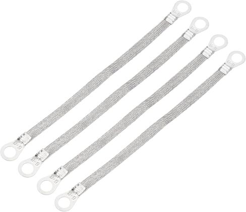 MECCANIXITY 4Pcs Braided Ground Strap 8" x 0.7" Tinned Copper Universal Automotive Flexible Bare Flat Ground Strap Connectors with Terminal Plugs for Most Car Vehicle in Saudi Arabia