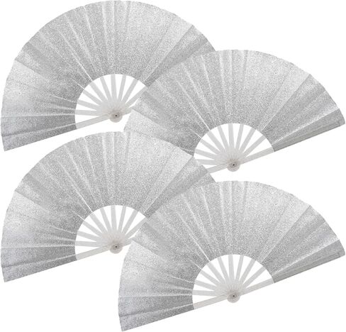 مروحة كبيرة قابلة للطي محمولة، أحذية على الأرض، مراوح تزيينية قابلة للطي تستخدم للرقص، والحفلات، وحفلات الزفاف، ومهرجان الموسيقى، والديكورات (أصفر لامع) in Kuwait