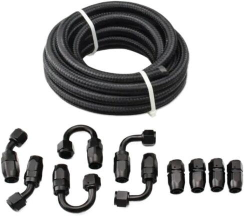 10FT AN6 طقم خرطوم خط وقود الزيت الأسود مع 10 قطعة تركيبات محول دوارة 0 45 90 180 درجة in Kuwait