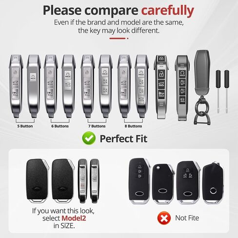لملحقات غطاء Kia Key Fob - غطاء مفتاح TPU غير لامع مع سلسلة مفاتيح جلدية لـ Telluride، Carnival، K5 gt line، K5، Forte، K4، Sorento، Sportage والمزيد. (رمادي غير لامع، موديل 1) in Kuwait