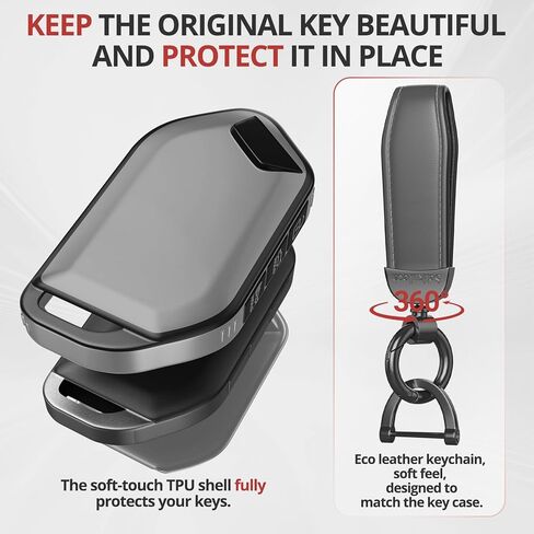 لملحقات غطاء Kia Key Fob - غطاء مفتاح TPU غير لامع مع سلسلة مفاتيح جلدية لـ Telluride، Carnival، K5 gt line، K5، Forte، K4، Sorento، Sportage والمزيد. (رمادي غير لامع، موديل 1) in Kuwait