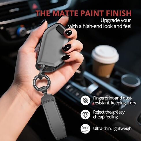لملحقات غطاء Kia Key Fob - غطاء مفتاح TPU غير لامع مع سلسلة مفاتيح جلدية لـ Telluride، Carnival، K5 gt line، K5، Forte، K4، Sorento، Sportage والمزيد. (رمادي غير لامع، موديل 1) in Kuwait