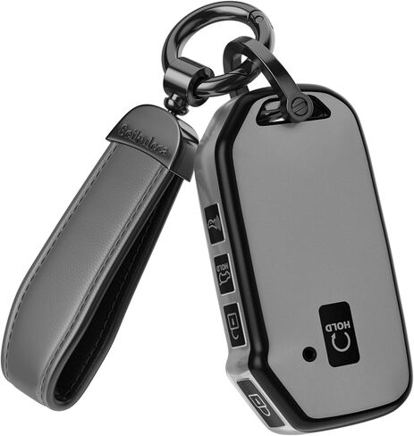 لملحقات غطاء Kia Key Fob - غطاء مفتاح TPU غير لامع مع سلسلة مفاتيح جلدية لـ Telluride، Carnival، K5 gt line، K5، Forte، K4، Sorento، Sportage والمزيد. (رمادي غير لامع، موديل 1) in Kuwait