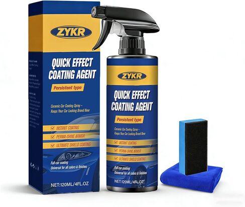 Zykr Nano Quick Coat Restore، سائل طلاء وختم 4.23 أونصة سائلة للسيارات لتعزيز اللمعان وحماية الطلاء، مرمم الطلاء الشفاف، رذاذ سريع التفاصيل (قطعة واحدة) in Kuwait