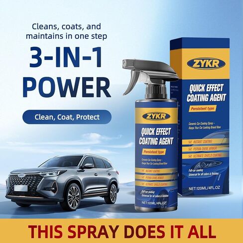 Zykr Nano Quick Coat Restore، سائل طلاء وختم 4.23 أونصة سائلة للسيارات لتعزيز اللمعان وحماية الطلاء، مرمم الطلاء الشفاف، رذاذ سريع التفاصيل (قطعة واحدة) in Kuwait