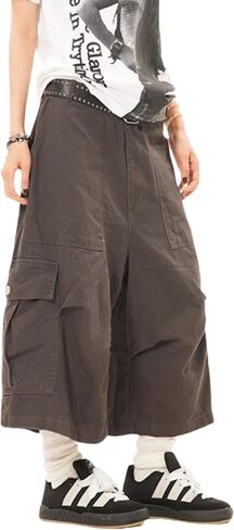السراويل البضائع Y2k الرجال فضفاض Jorts السراويل الجرونج الملابس فضفاضة طويلة Jorts الهيب هوب السراويل الشارع الشهير in Kuwait
