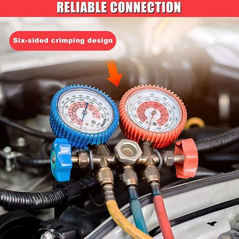 خرطوم شحن غاز التبريد R134A مقاس 59 بوصة، خرطوم شحن SAE Flare HVAC مقاس 1/4 بوصة مع ضغط عمل 600 رطل لكل بوصة مربعة، أنبوب تبريد تيار متردد لصيانة تكييف الهواء في السيارة والمنزل (أصفر) in Kuwait