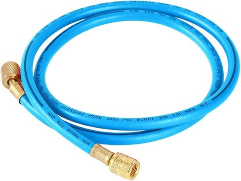 خرطوم شحن غاز التبريد R134A مقاس 59 بوصة، خرطوم شحن SAE Flare HVAC مقاس 1/4 بوصة مع ضغط عمل 600 رطل لكل بوصة مربعة، أنبوب تبريد تيار متردد لصيانة تكييف الهواء في السيارة والمنزل (أصفر) in Kuwait