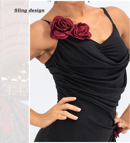 SCGGINTTANZ CR354 Latin Ballroom Dance Irregular Spaghetti Strap Dress in Saudi Arabia