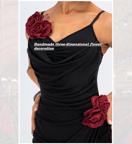 SCGGINTTANZ CR354 Latin Ballroom Dance Irregular Spaghetti Strap Dress in Saudi Arabia