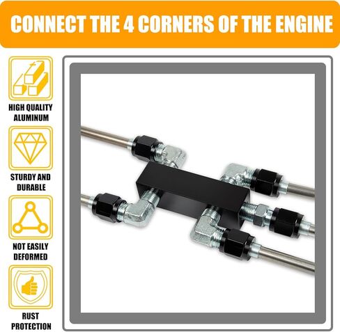 LS Steam Vent Kit 4 Corner Coolant Crossover Set for GM LS Series Engines LS1 LS2 LS3 LS6 LS7 LSX LM7 LQ4 LQ9, Stainless Steel Lines & CNC Aluminum Manifolds, LS Swap Cooling System Upgrade in Saudi Arabia