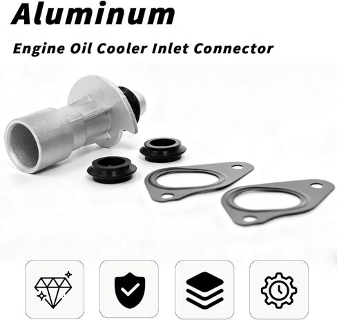 Upgrade Aluminum Engine Oil Cooler Inlet Connector Replace# LR049370 LR011997 LR030593 Compatible with Land Rover Range Rover/Sport LR4, Cooler Pipe Tube Includes Two Water Pump Gaskets in Kuwait