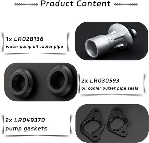 Upgrade Aluminum Engine Oil Cooler Inlet Connector Replace# LR049370 LR011997 LR030593 Compatible with Land Rover Range Rover/Sport LR4, Cooler Pipe Tube Includes Two Water Pump Gaskets in Kuwait