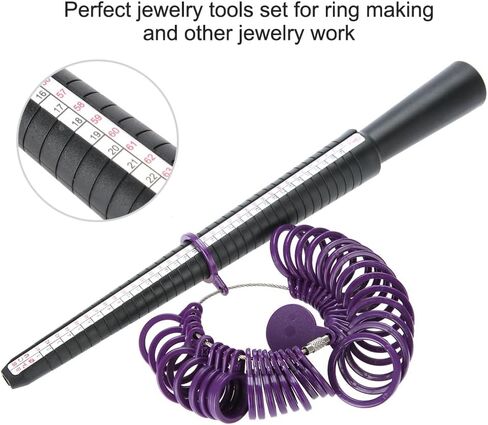 US HK Sizes Ring Mandrel Stick Finger Gauge Sizer Jewelry Measuring Tool Set, for Wedding Rings in Saudi Arabia