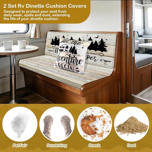 6 قطع من أغطية وسائد RV Dinette غطاء وسائد الأريكة القابلة للتمدد، أغطية بديلة قابلة للغسل وأغطية مقاعد السيارة RV لمقعد السيارة، تتضمن 2 كيس وسادة، 2 مسند ظهر و2 غطاء مقعد (حبيبات خشبية) in Saudi Arabia