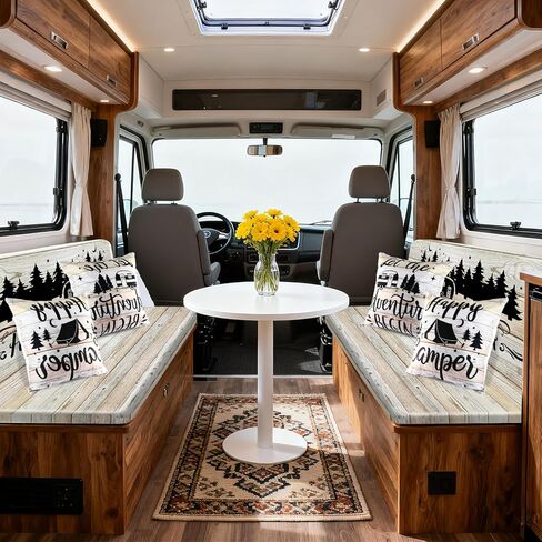 6 قطع من أغطية وسائد RV Dinette غطاء وسائد الأريكة القابلة للتمدد، أغطية بديلة قابلة للغسل وأغطية مقاعد السيارة RV لمقعد السيارة، تتضمن 2 كيس وسادة، 2 مسند ظهر و2 غطاء مقعد (حبيبات خشبية) in Saudi Arabia