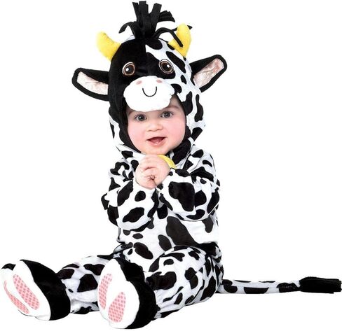 Mini Moo Jumpsuit Costume Set (6-12 Months) - Adorable, Cozy & Complete Outfit for Baby's First Halloween or Themed Parties with Hood, Tail & Booties in Saudi Arabia