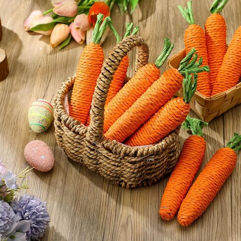 16 Pieces Spring Easter Jute Fabric Carrots Artificial Carrot Easter Carrots Toy Artificial Fabric Carrot Bunny Decor Seasonal Vegetable Toys for Home Tiered Tray Kitchen Party Decor in Saudi Arabia