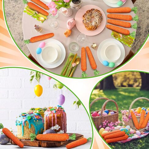 16 Pieces Spring Easter Jute Fabric Carrots Artificial Carrot Easter Carrots Toy Artificial Fabric Carrot Bunny Decor Seasonal Vegetable Toys for Home Tiered Tray Kitchen Party Decor in Saudi Arabia