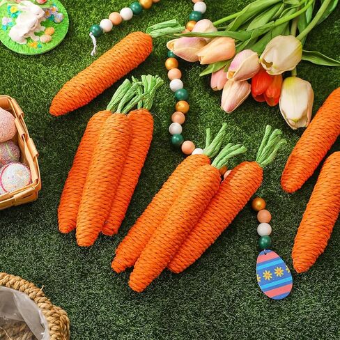 16 Pieces Spring Easter Jute Fabric Carrots Artificial Carrot Easter Carrots Toy Artificial Fabric Carrot Bunny Decor Seasonal Vegetable Toys for Home Tiered Tray Kitchen Party Decor in Saudi Arabia