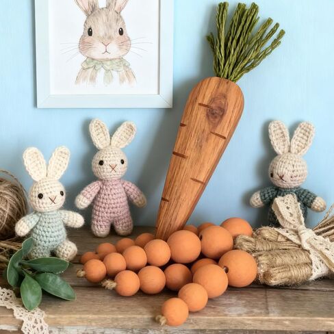 Kathfly 6 Pcs Easter Wooden Bead Carrots Decorations 9.45 Inch Artificial Easter Carrot Ornaments Basket Fillers Tiered Tray Table Decor Farmhouse Spring Party Favors Supplies Photo Props in Saudi Arabia