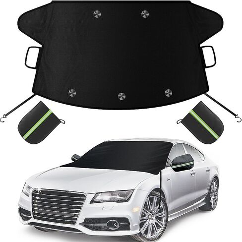 Car Windshield Cover for Ice and Snow, Windshield Snow Cover, Performance Brake Kits with Side Mirrors Cover for Snow, Ice, UV Fits Most Cars, Trucks, Vans, SUVs, Black in Saudi Arabia