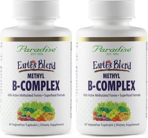 Paradise Herbs Earth's Blend Vitamin B Complex Supplement with Nature's C, Gluten-Free, Non-GMO, Vegetarian, 60 Capsules in Kuwait