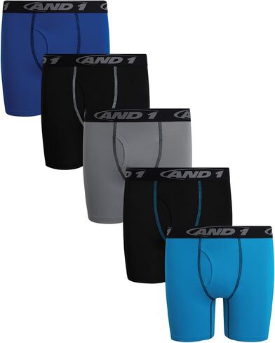 AND1 Boys' Underwear – Performance Compression Boxer Briefs, Functional Fly (5 Pack) in Saudi Arabia