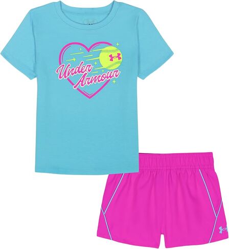 Under Armour girls 2-piece Short Sleeve Tee and Shorts Set, Lightweight and Comfortable in Saudi Arabia