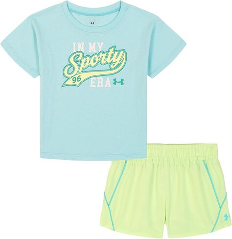 Under Armour girls 2-piece Short Sleeve Tee and Shorts Set, Lightweight and Comfortable in Saudi Arabia