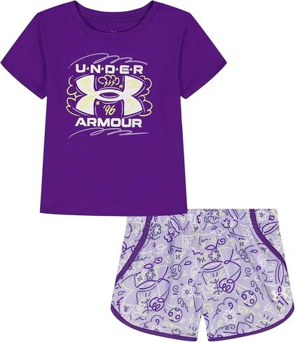 Under Armour girls 2-piece Short Sleeve Tee and Shorts Set, Lightweight and Comfortable in Saudi Arabia