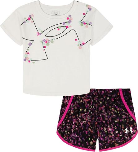 Under Armour girls 2-piece Short Sleeve Tee and Shorts Set, Lightweight and Comfortable in Saudi Arabia