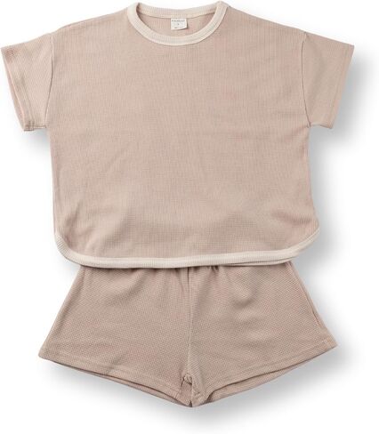 Blackbean Toddler 2-Piece Waffle Knit Set, Short Sleeves and Shorts, Relaxed Fit, Sizes 2-7 Years, Ultra Lightweight in Saudi Arabia