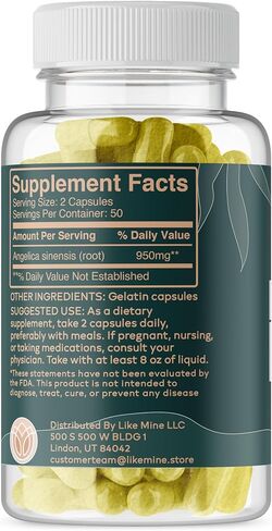 Dong Quai (100 Capsules), Pure & Natural, No Fillers or Additives, Gluten Free, Herbal Supplement for Women in Kuwait