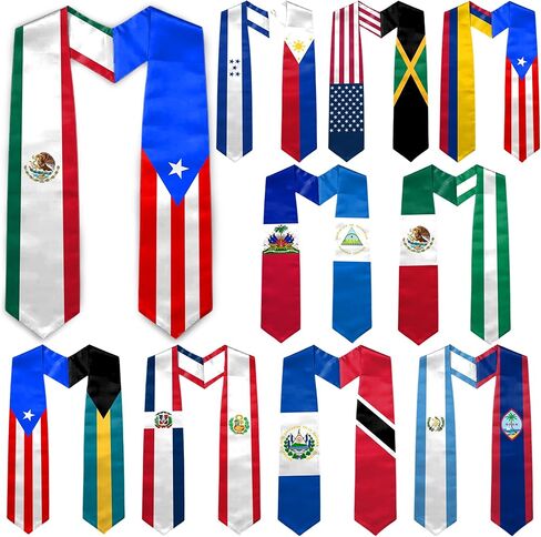 Graduation Stole Class of 2026 Mixed Country Flag Graduation Sash Unisex Adult Gifts 72" Long in Saudi Arabia